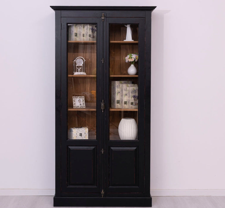 Landhausstil Büchervitrine aus Massivholz in verschiedenen Farben - Vintage Bücherschrank