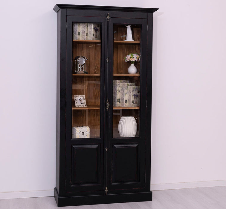 Landhausstil Büchervitrine aus Massivholz in verschiedenen Farben - Vintage Bücherschrank