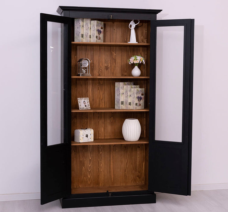 Landhausstil Büchervitrine aus Massivholz in verschiedenen Farben - Vintage Bücherschrank