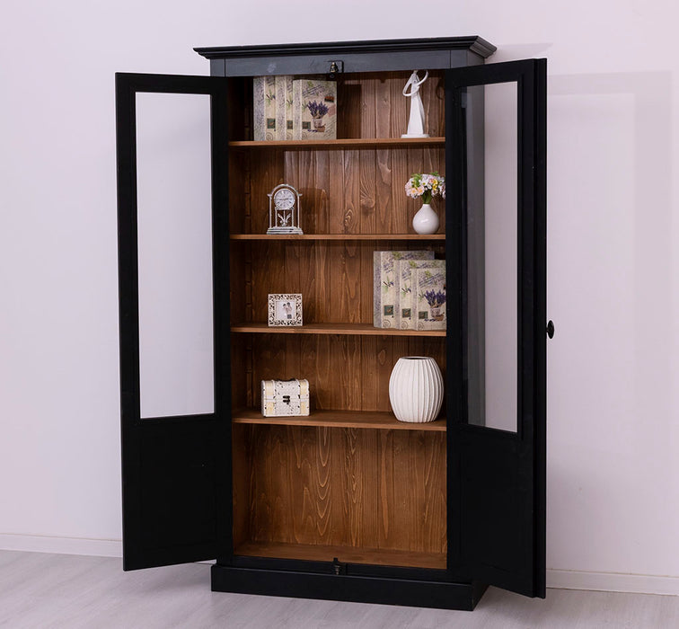 Landhausstil Büchervitrine aus Massivholz in verschiedenen Farben - Vintage Bücherschrank