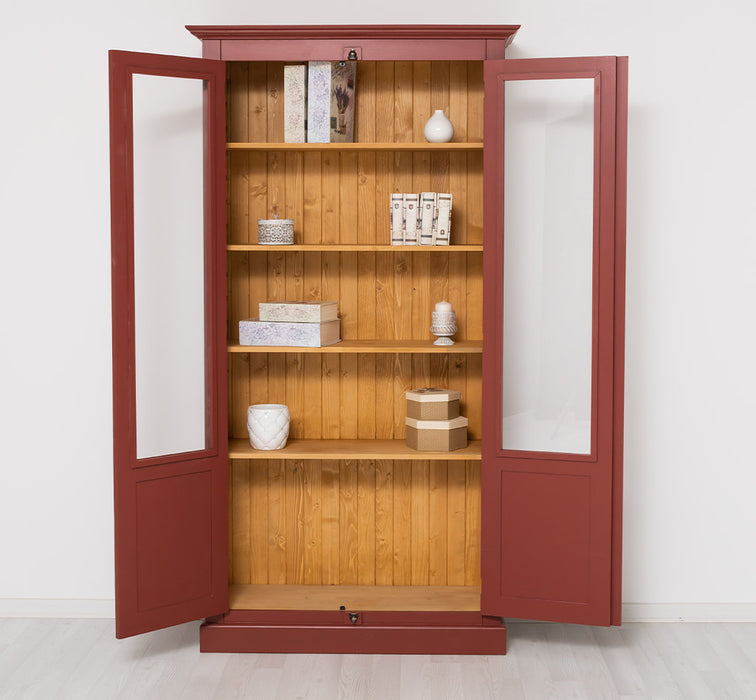 Landhausstil Büchervitrine aus Massivholz in verschiedenen Farben - Vintage Bücherschrank