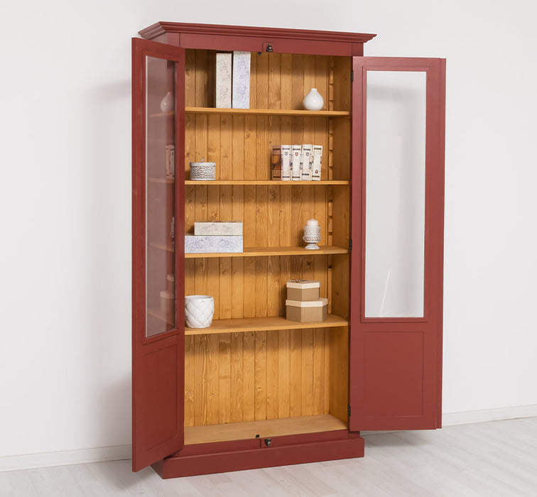 Landhausstil Büchervitrine aus Massivholz in verschiedenen Farben - Vintage Bücherschrank