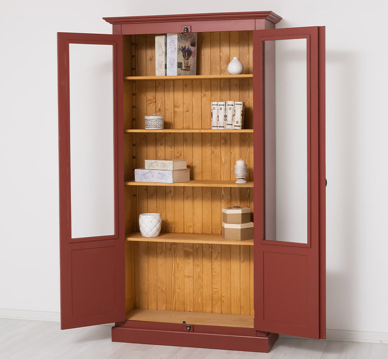 Landhausstil Büchervitrine aus Massivholz in verschiedenen Farben - Vintage Bücherschrank