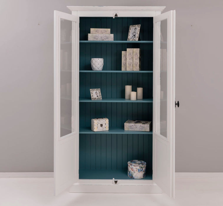 Landhausstil Büchervitrine aus Massivholz in verschiedenen Farben - Vintage Bücherschrank