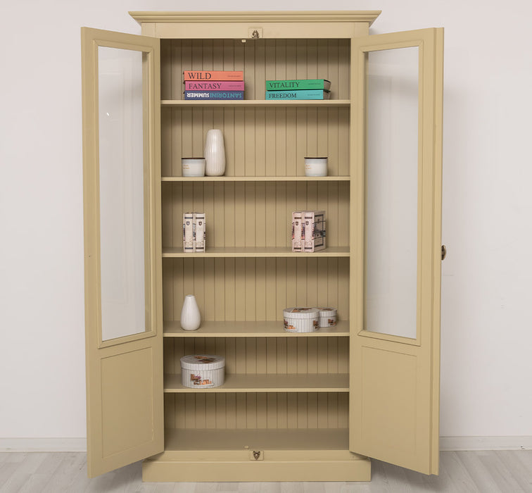 Landhausstil Büchervitrine aus Massivholz in verschiedenen Farben - Vintage Bücherschrank