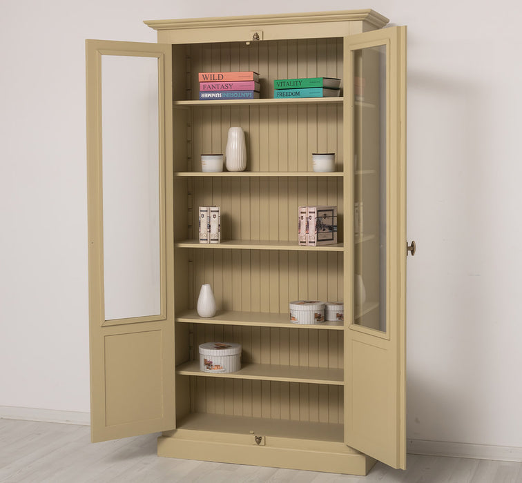 Landhausstil Büchervitrine aus Massivholz in verschiedenen Farben - Vintage Bücherschrank