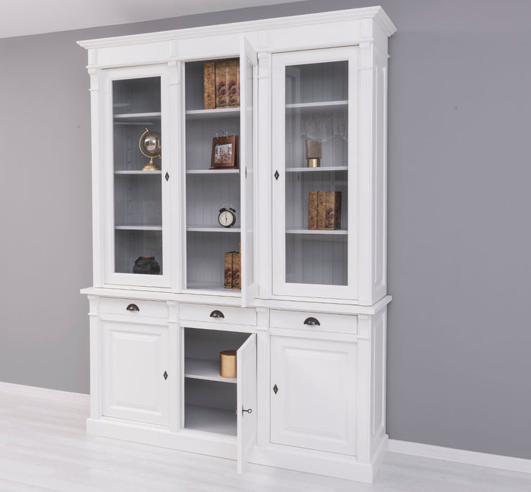 Landhaus Schrankwand aus Massivholz mit Glastüren und variabler Aufteilung - Vitrine