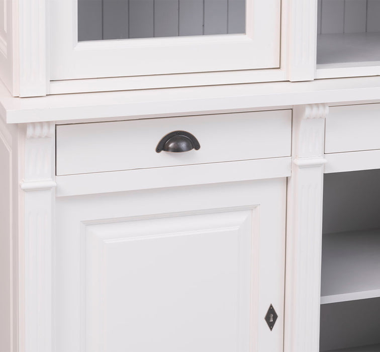 Landhaus Schrankwand aus Massivholz mit Glastüren und variabler Aufteilung - Vitrine