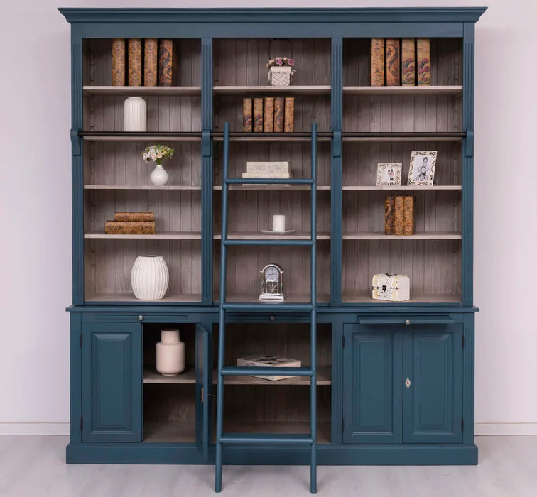 Massiver Bücherschrank | 2-teilige Bibliothek - verstellbare Regale