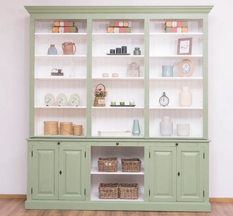 Massiver Bücherschrank | 2-teilige Bibliothek - verstellbare Regale