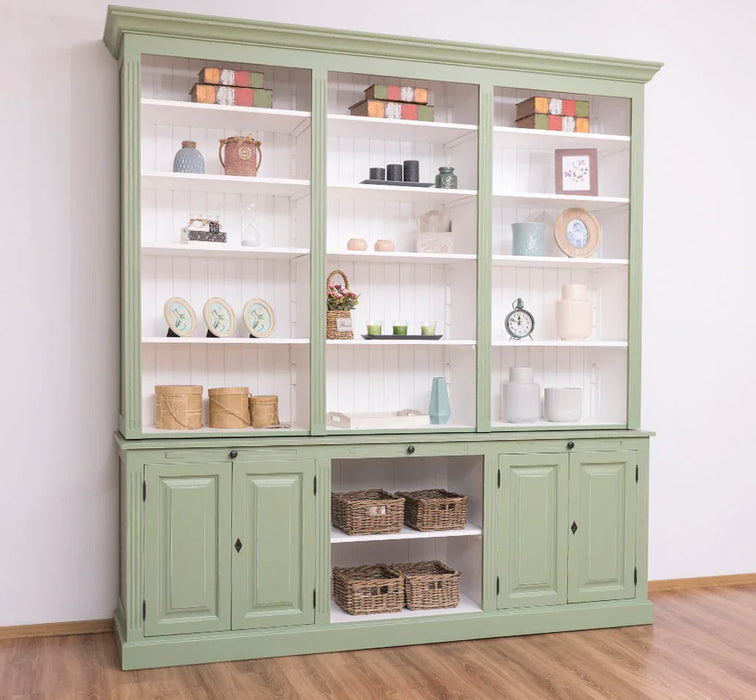 Massiver Bücherschrank | 2-teilige Bibliothek - verstellbare Regale