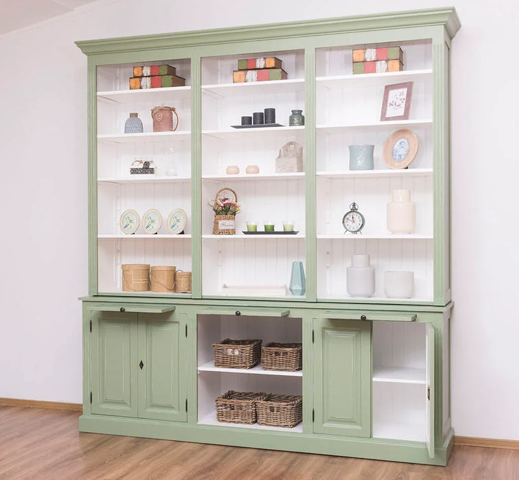 Massiver Bücherschrank | 2-teilige Bibliothek - verstellbare Regale