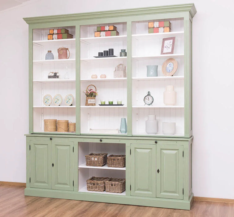 Massiver Bücherschrank | 2-teilige Bibliothek - verstellbare Regale