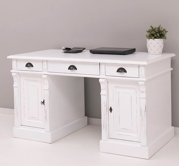 Massiver Bürotisch | Schreibtisch mit Türen und Schubladen