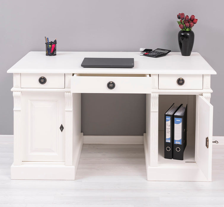 Massiver Bürotisch | Schreibtisch mit Türen und Schubladen