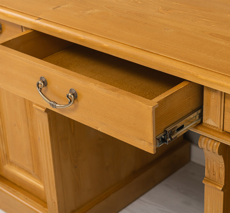 Massiver Bürotisch | Schreibtisch mit Türen und Schubladen