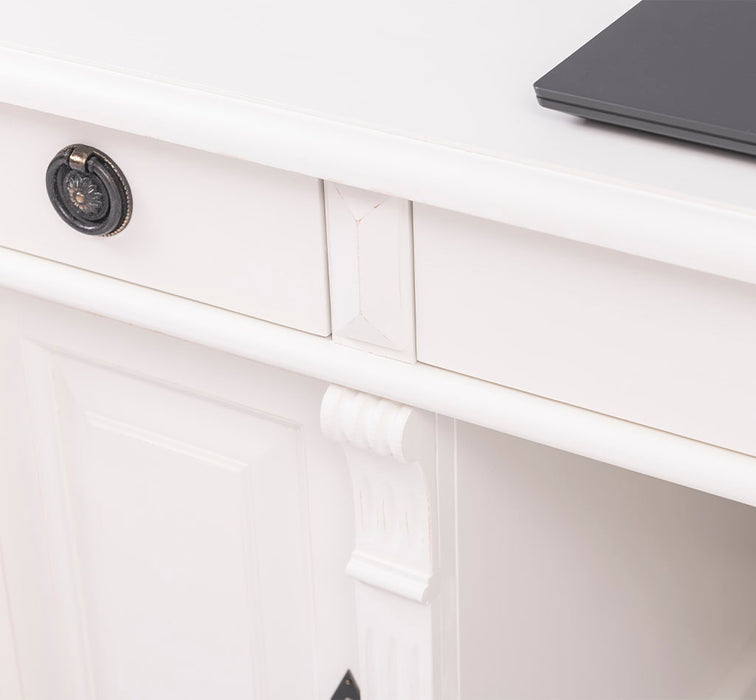 Massiver Bürotisch | Schreibtisch mit Türen und Schubladen