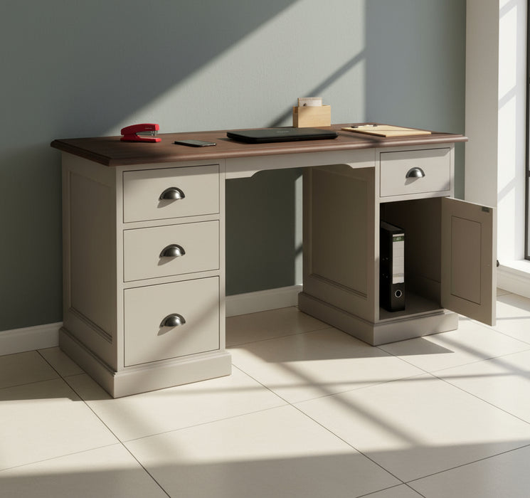 Massiver Schreibtisch mit Aktenablage