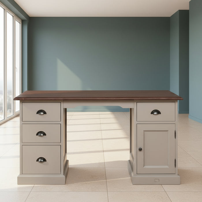 Massiver Schreibtisch mit Aktenablage