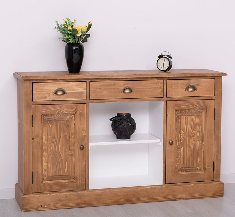 Massives Landhaus Sideboard mit 3 Schubladen & 2 Schränken