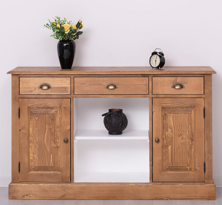 Massives Landhaus Sideboard mit 3 Schubladen & 2 Schränken
