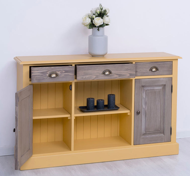 Massives Landhaus Sideboard mit 3 Schubladen & 2 Schränken