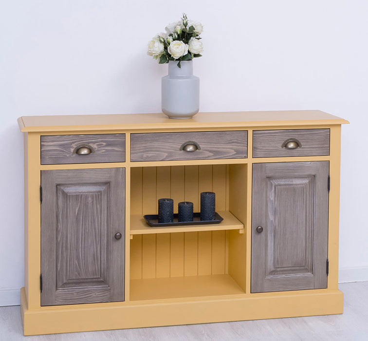 Massives Landhaus Sideboard mit 3 Schubladen & 2 Schränken