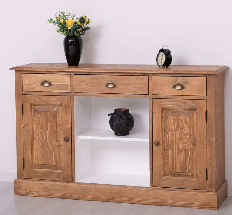 Massives Landhaus Sideboard mit 3 Schubladen & 2 Schränken