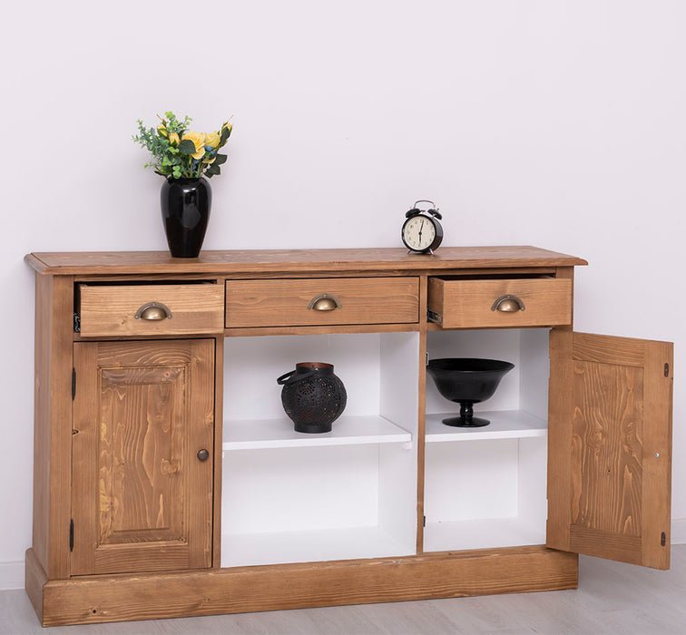 Massives Landhaus Sideboard mit 3 Schubladen & 2 Schränken