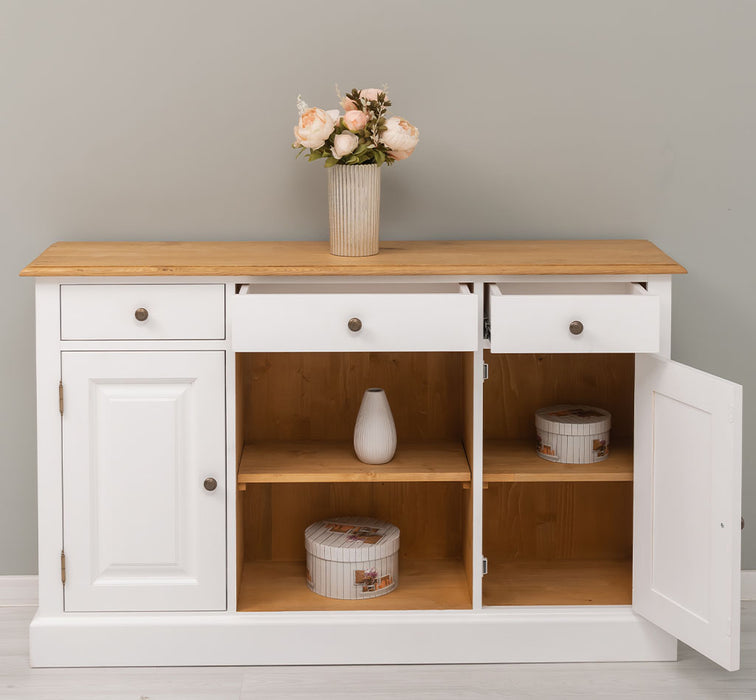 Massives Landhaus Sideboard mit 3 Schubladen & 2 Schränken