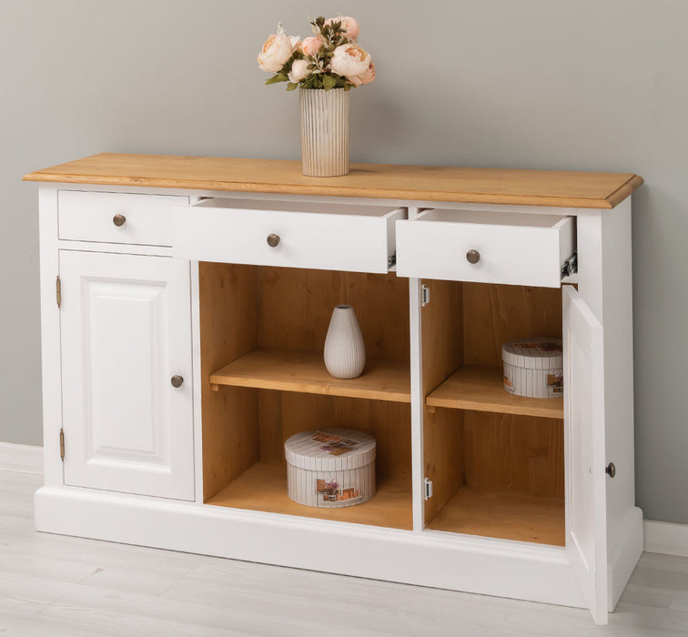 Massives Landhaus Sideboard mit 3 Schubladen & 2 Schränken