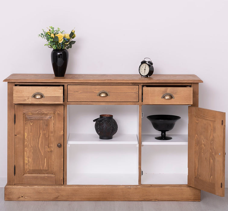 Massives Landhaus Sideboard mit 3 Schubladen & 2 Schränken
