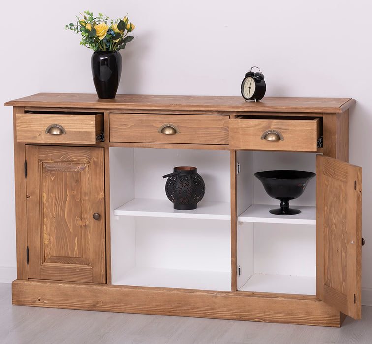 Massives Landhaus Sideboard mit 3 Schubladen & 2 Schränken