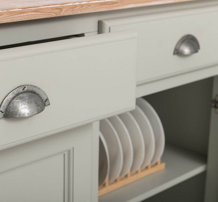 Massives Sideboard mit zwei Schubladen und Schranktüren -