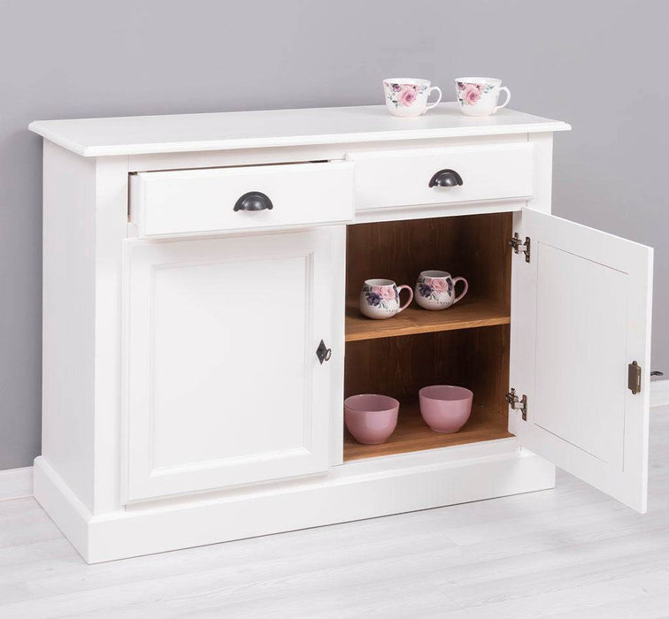 Massives Sideboard mit zwei Schubladen und Schranktüren -