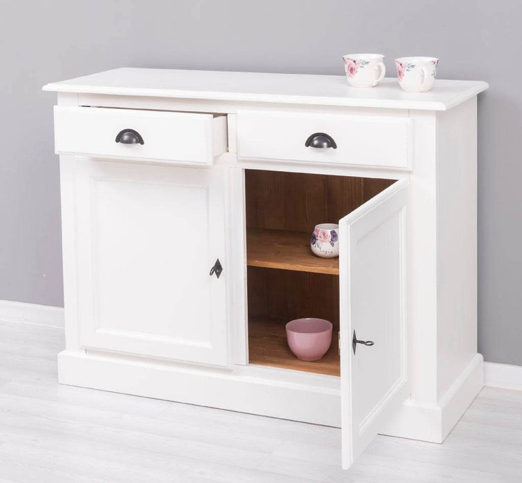 Massives Sideboard mit zwei Schubladen und Schranktüren -