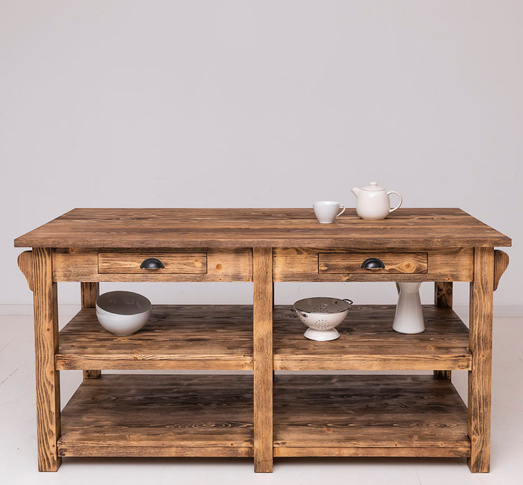 Massivholz Kücheninsel im Landhausstil mit Schubladen | Küchenblock