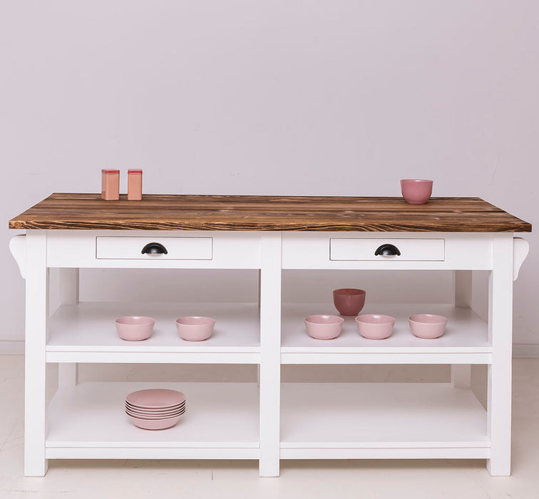 Massivholz Kücheninsel im Landhausstil mit Schubladen | Küchenblock