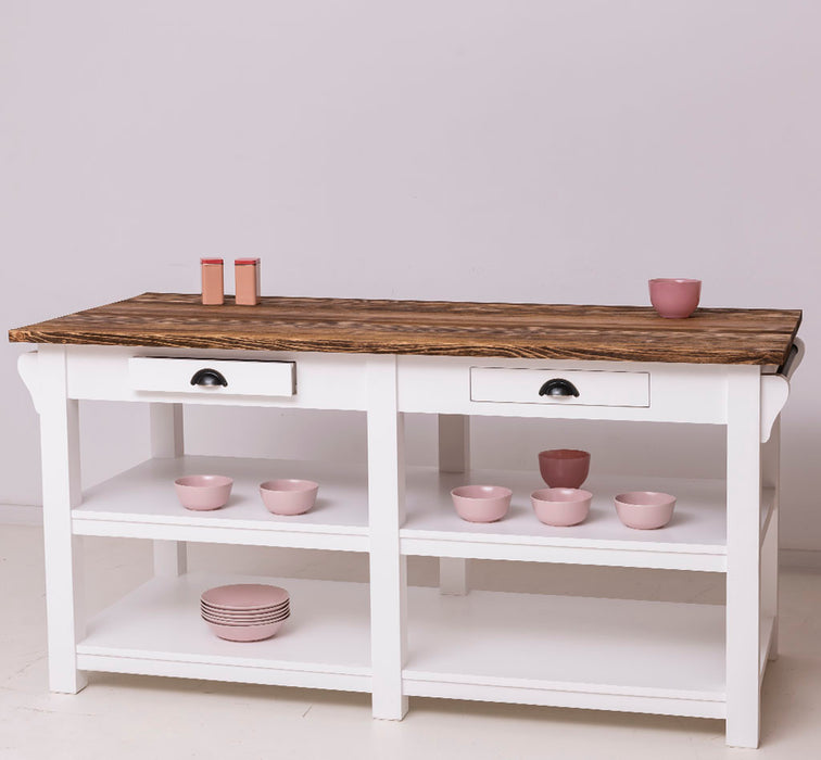 Massivholz Kücheninsel im Landhausstil mit Schubladen | Küchenblock