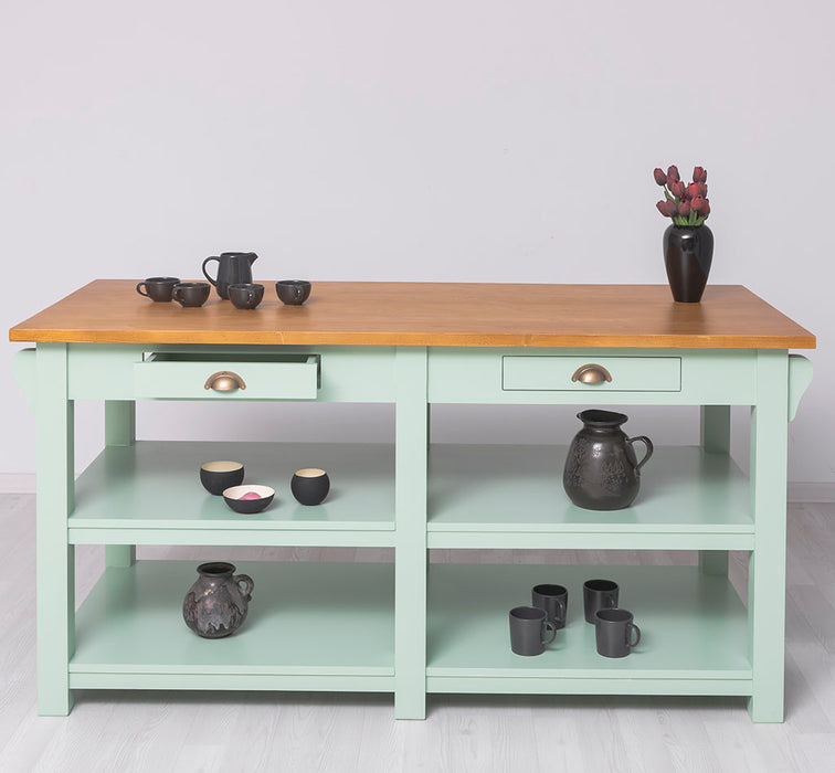 Massivholz Kücheninsel im Landhausstil mit Schubladen | Küchenblock