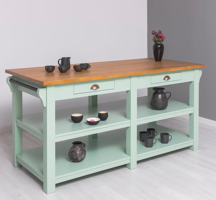 Massivholz Kücheninsel im Landhausstil mit Schubladen | Küchenblock