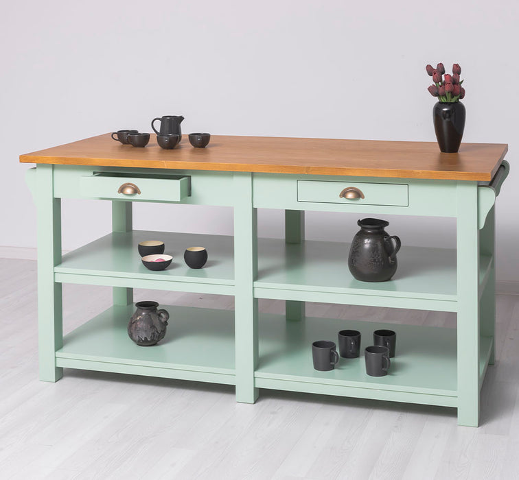 Massivholz Kücheninsel im Landhausstil mit Schubladen | Küchenblock