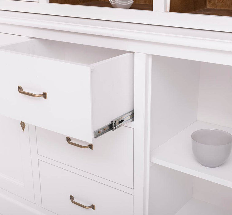 Geschirrschrank aus Massivholz | Vitrine | 2-teilig mit Schubladen -