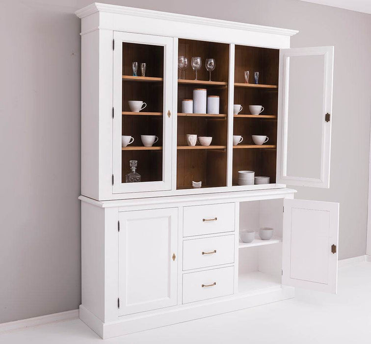Geschirrschrank aus Massivholz | Vitrine | 2-teilig mit Schubladen -