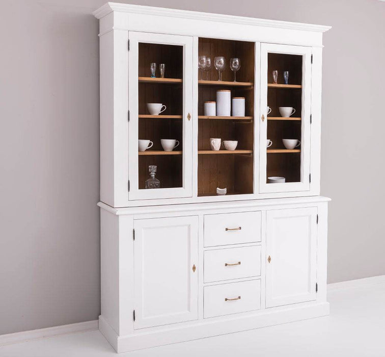 Geschirrschrank aus Massivholz | Vitrine | 2-teilig mit Schubladen -