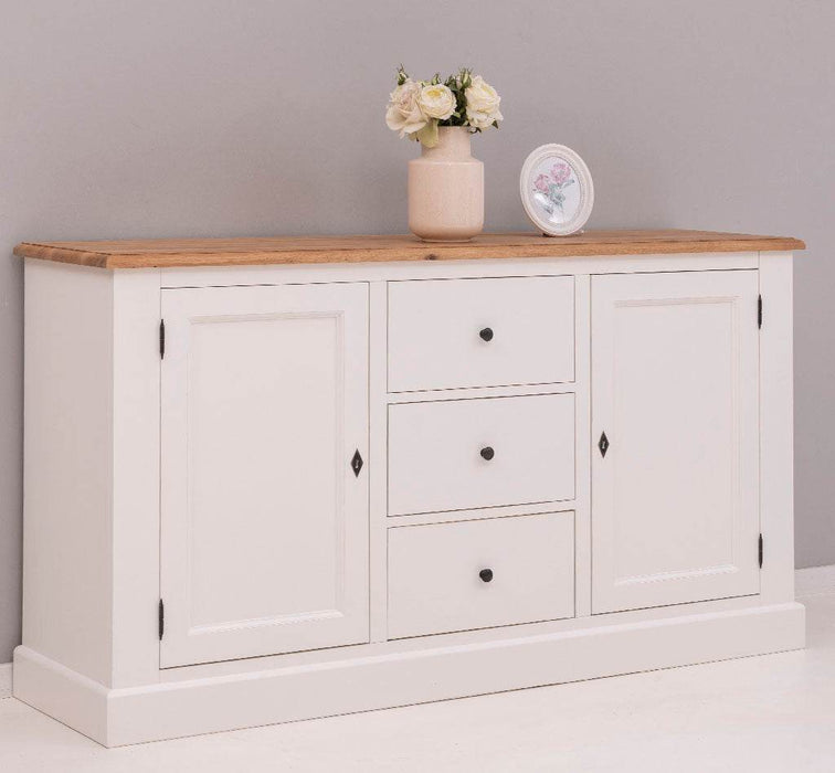 Massivholz Sideboard im Landhausstil mit drei Schubladen und zwei Türen -