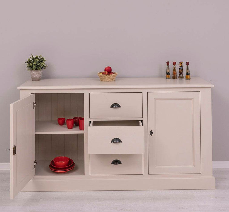 Massivholz Sideboard im Landhausstil mit drei Schubladen und zwei Türen -