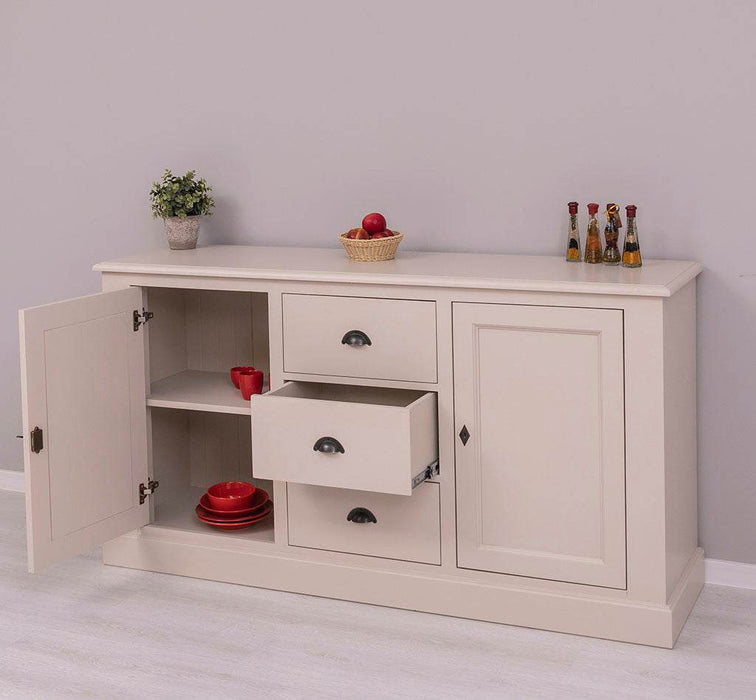 Massivholz Sideboard im Landhausstil mit drei Schubladen und zwei Türen -