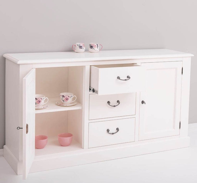 Massivholz Sideboard im Landhausstil mit drei Schubladen und zwei Türen -