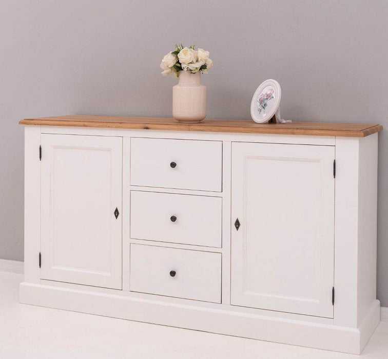 Massivholz Sideboard im Landhausstil mit drei Schubladen und zwei Türen -